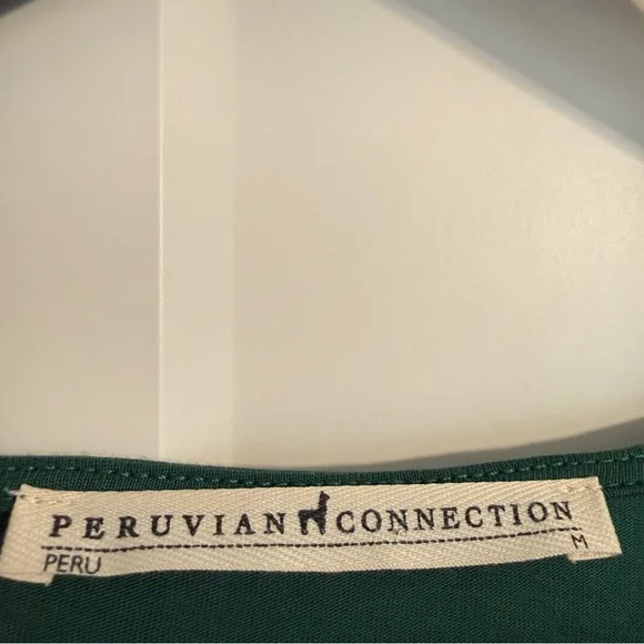 PERUVIAN CONNECTION Women’s MEDIUM Riley Dress Midi Long Sleeve Dress Green - Picture 5 of 6